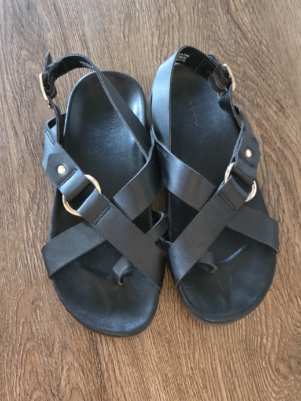 Old Navy Black Faux Leather  Sandals